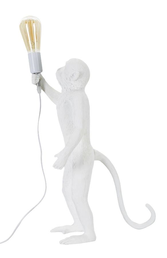 Lampada da Tavolo Monkey Bianco 26x34x55 cm in Resina Bianco