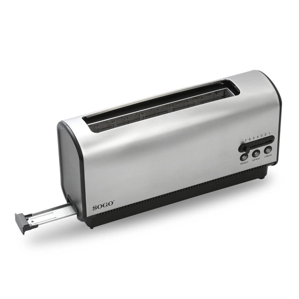 Tostapane elettrico con fessura lunga, 2 fette, controllo temperatura elettronico 7 livelli, 900W acciaio inox - SOGO