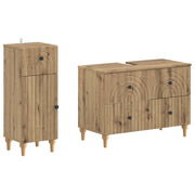 Set di Armadi da Bagno da 2 Pezzi ALKMAAR Rovere Artigianale 3417674