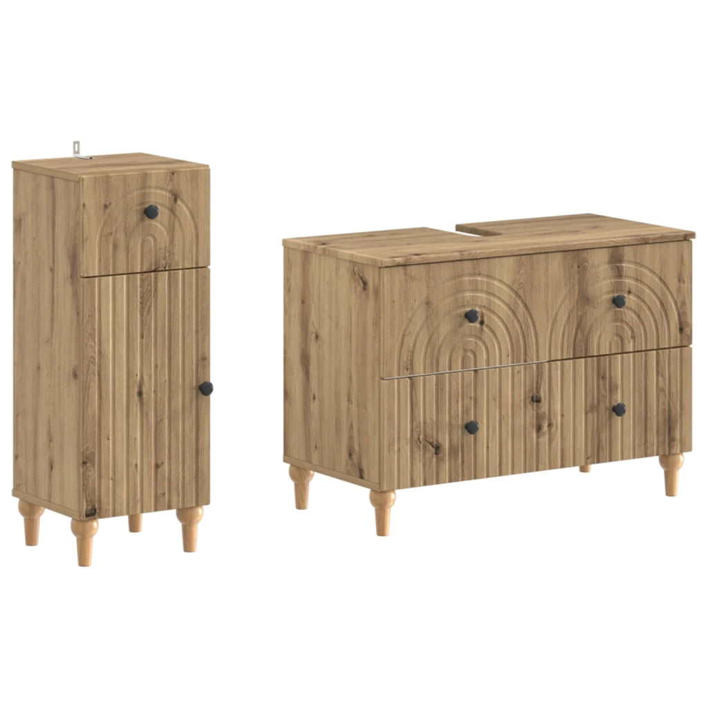 Set di Armadi da Bagno da 2 Pezzi ALKMAAR Rovere Artigianale 3417674