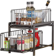 Organizzatore 2 pannelli per cucina, ripiani sotto il lavandino, stive in alluminio estensibili, contenitori per il bucato estensibili
