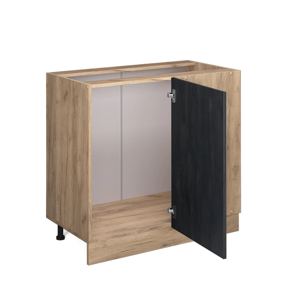 Mobile ad angolo cucina R-Line Calce nera/Rovere dorato 86 cm senza piano di lavoro Vicco