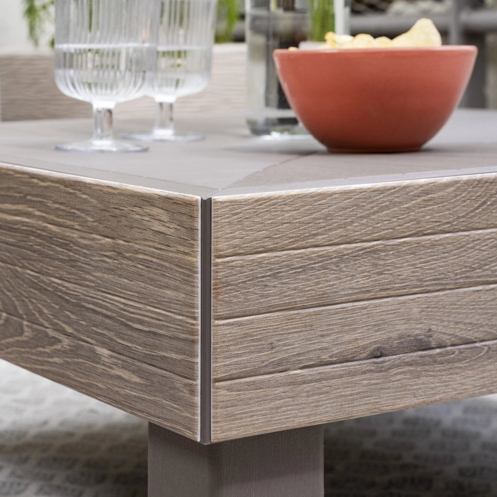 Ionia, Tavolino da Esterno 4 Posti, 65x65x29h cm Marrone Noce
