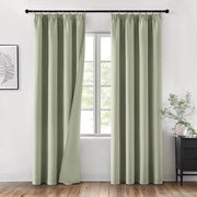 Set di tende oscuranti con striscia di piegatura - Insacco di 2 tende oscuranti 260 x 140 cm verde salice