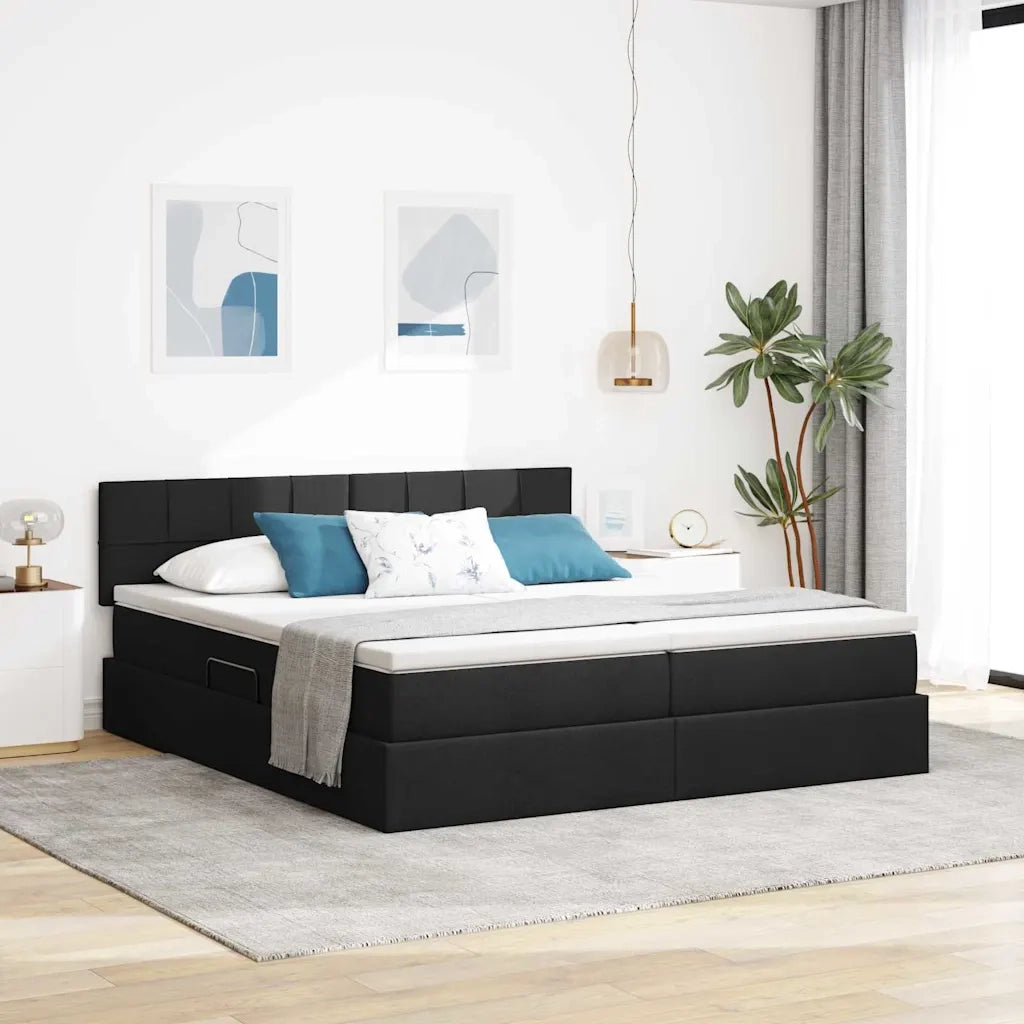 Letto con Contenitore Nero 200 x 200 cm Pelle Sintetica 3370933