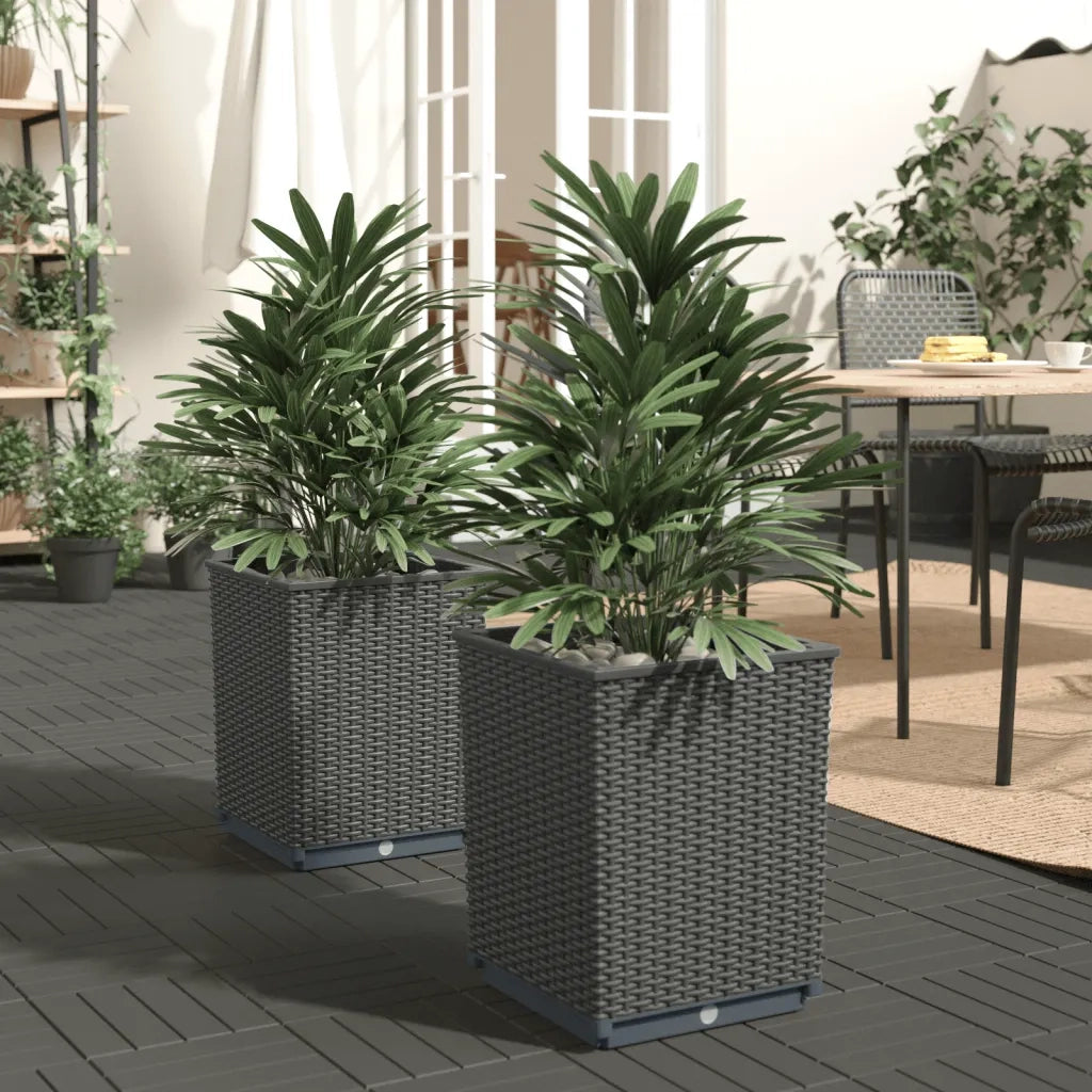 2 pz Fioriere | Cassetta per fiori | Vaso Nere 30x30x37 cm in Polipropilene