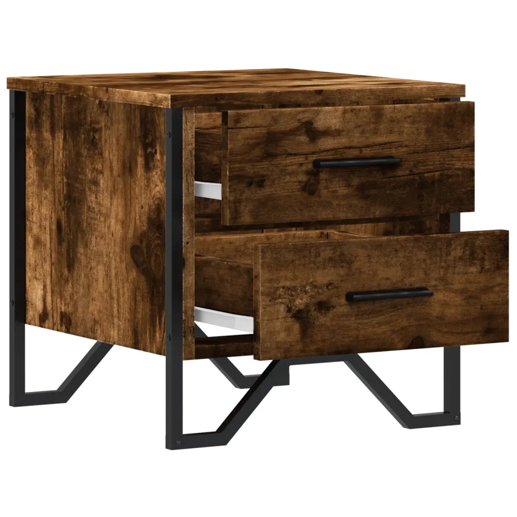Set di 2 Comodini | Armadio da Notte | Mobiletto da notte Rovere Fumo 40x41x40 cm in Truciolato