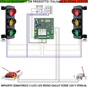 Kit Semaforo Orientabile Parcheggio 24 Led Rossi 24 Led Gialli 24 Led Verdi 230 V 50 Hz 3 W CE IP65 Funzioni Controllate da 2 Spire Magnetiche 6 MT Tempi Regolabili da 3 a 240. Transito Veicoli Garage
