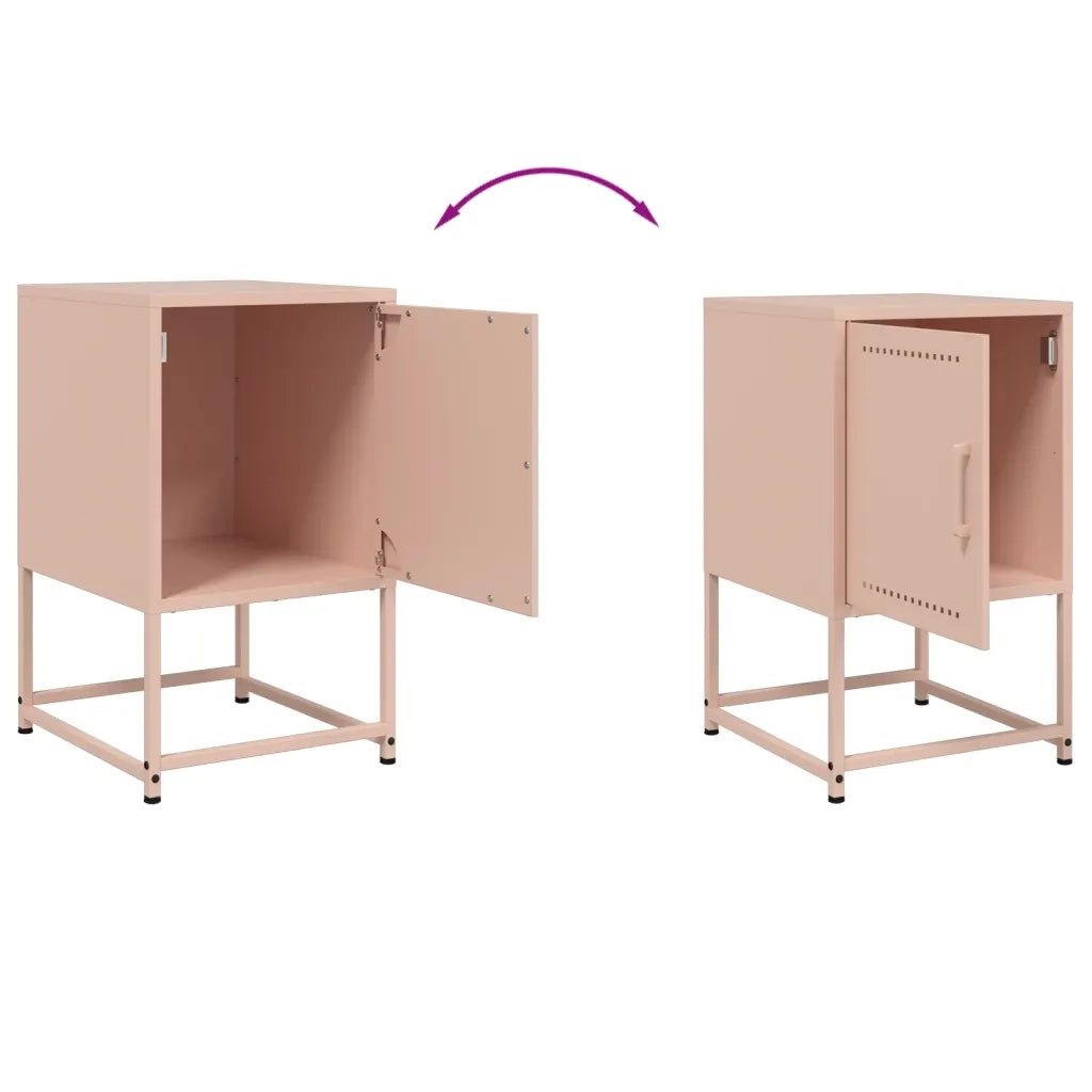 Comodino | Armadio da Notte | Mobiletto da notte Rosa 36x39x60,5 cm in Acciaio