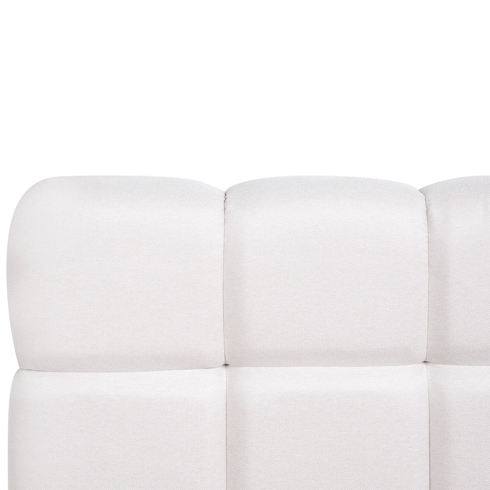 Letto king size UE in tessuto bianco sporco 180 x 200 cm con struttura imbottita e poggiatesta in biscuit con contenitore