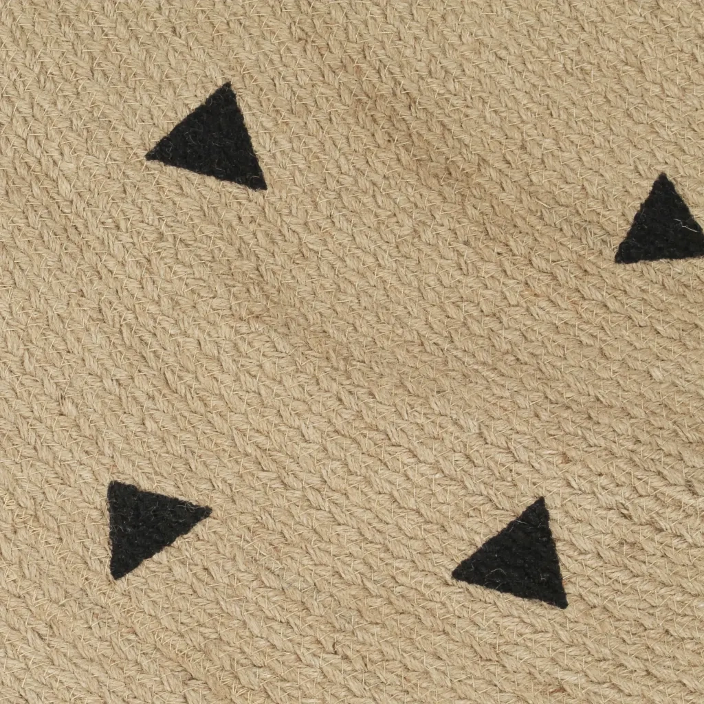 Tappeto Lavorato a Mano in Juta con Stampa a Triangoli 150 cm cod mxl 69643
