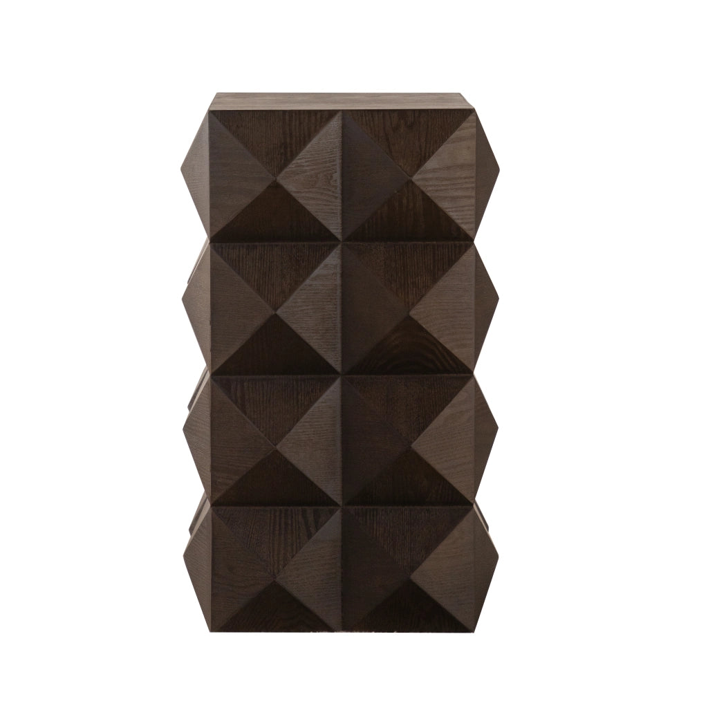Tavolino basso in legno massello e MDF con rilievo tridimensionale retrò senza montaggio per soggiorno marrone 60 cm