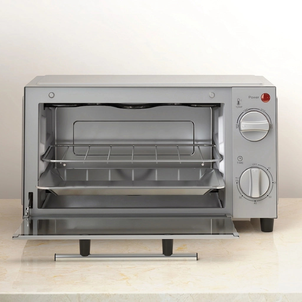 Mini Forno Elettrico 9 L 750 W Argento con Temperatura 100-230°C; Timer 60 Min; Teglia e Griglia