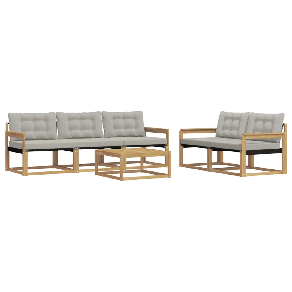 Set di divani da esterno 6 pcs Bianco e Grigio Chiaro