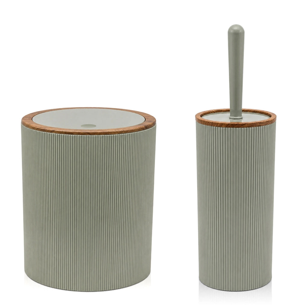 Set accessori bagno con porta scopino e pattumiera 5lt verde salvia Blob