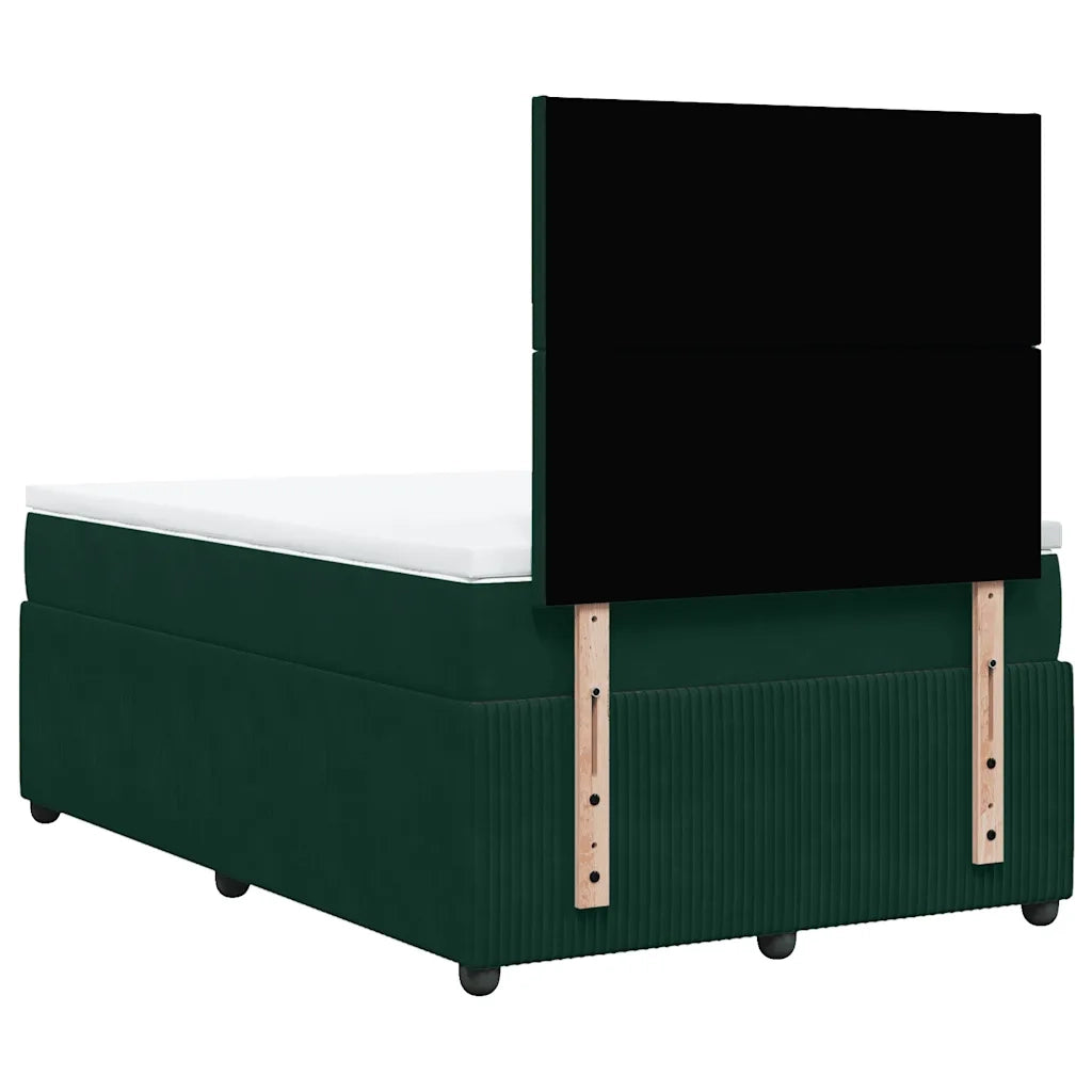 Giroletto a Molle con Materasso Verde Scuro 120x200 cm Velluto