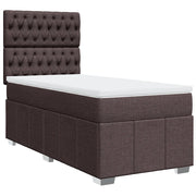 Letto singolo | Letto per adulti | Giroletto a Molle con Materasso Marrone Scuro 90x200 cm Tessuto