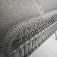 Set da Giardino in Rattan PE Stile Boho, Divano 2 Posti con Chaise Longue e Tavolino, Grigio Chiaro