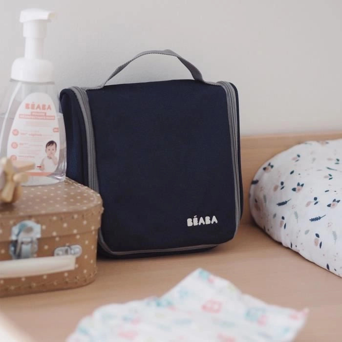 BEABA, beauty case da viaggio, 9 accessori, blu notte