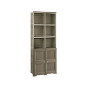ARMADIO 2 MODULI CHIUSI E 3 MODULI SCAFFALE WENGÉ 79X43X203 CM – MOBILE CONTENITORE MULTIUSO ALTO PER SALOTTO, PERGOLATO E BALCONE COPERTO