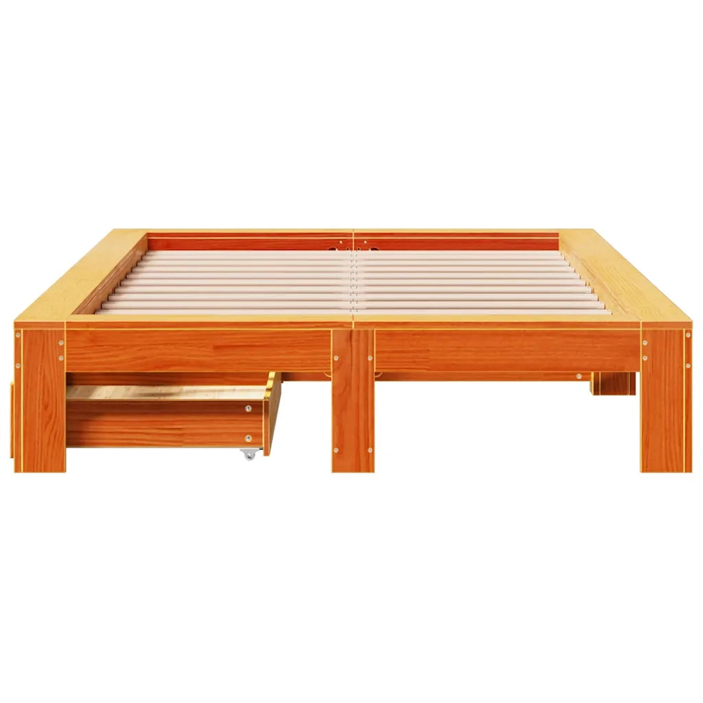 Giroletto senza Materasso Marrone Cera 135x190 cm Legno di Pino 3309016