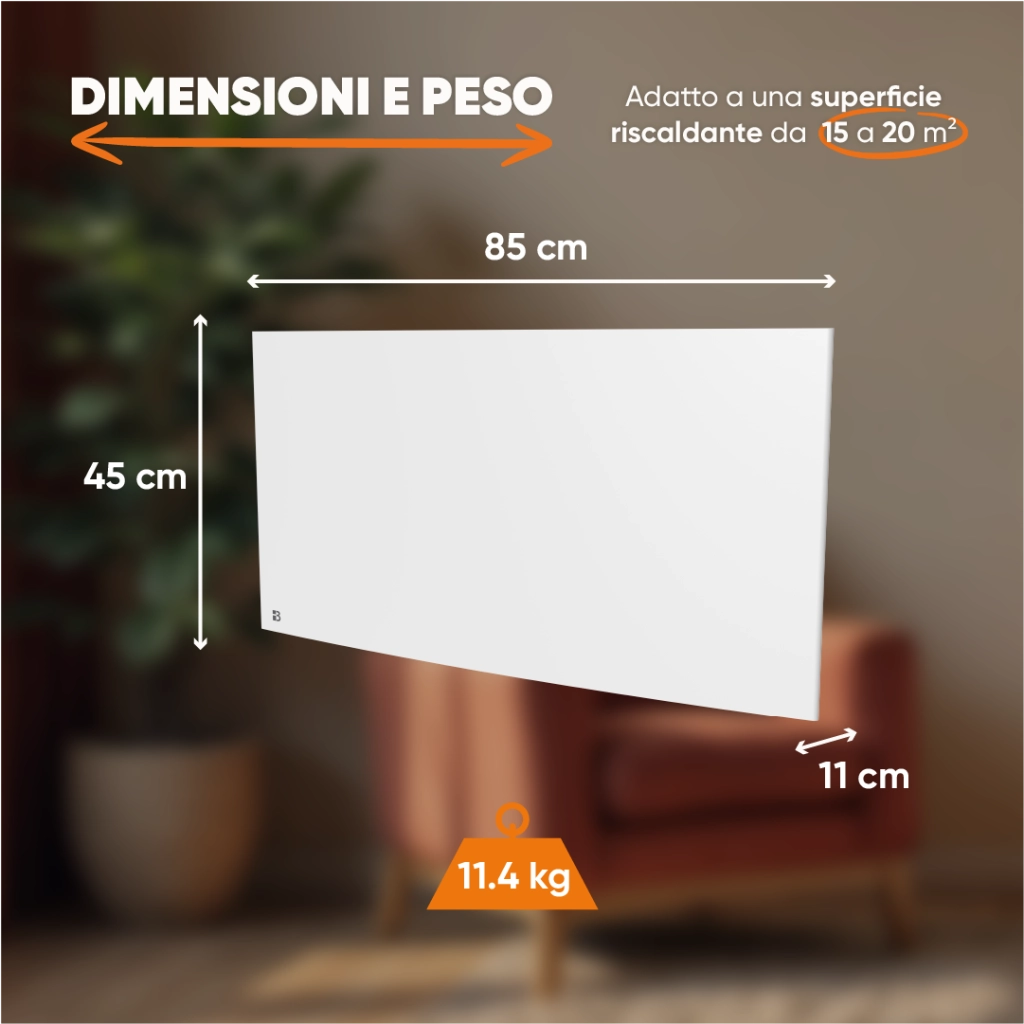 Radiatore elettrico fisso a inerzia secca in ghisa Bestherm BIA 2000W, orizzontale, bianco