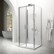 Box doccia tre lati 70x80x70cm con porta saloon profili cromati e vetro 6mm trasparente h190 | Portofino