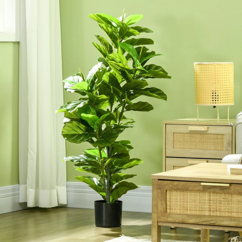 Pianta di ficus artificiale, alta 110 cm con 90 foglie e vaso per soggiorno.