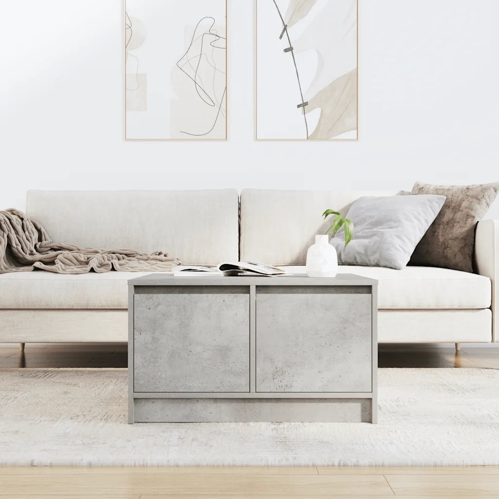 Tavolino da Salotto con Cassetti-Tavolino da soggiorno-Tavolo Grigio Cemento 70,5x70x40 cm