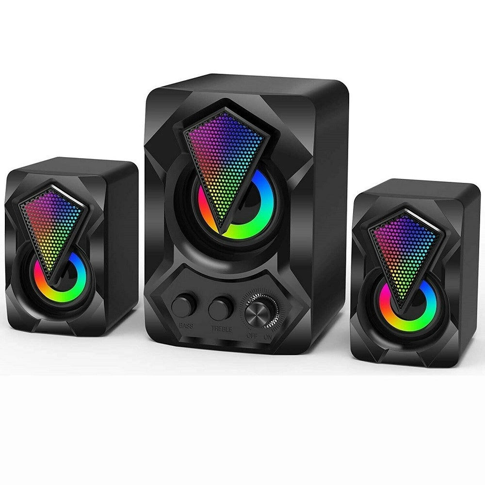 Trade Shop - Casse Audio 2.0 Aux Usb Altoparlanti Subwoofer Rgb Per Pc Notebook 5+3 W Ab-d391 -