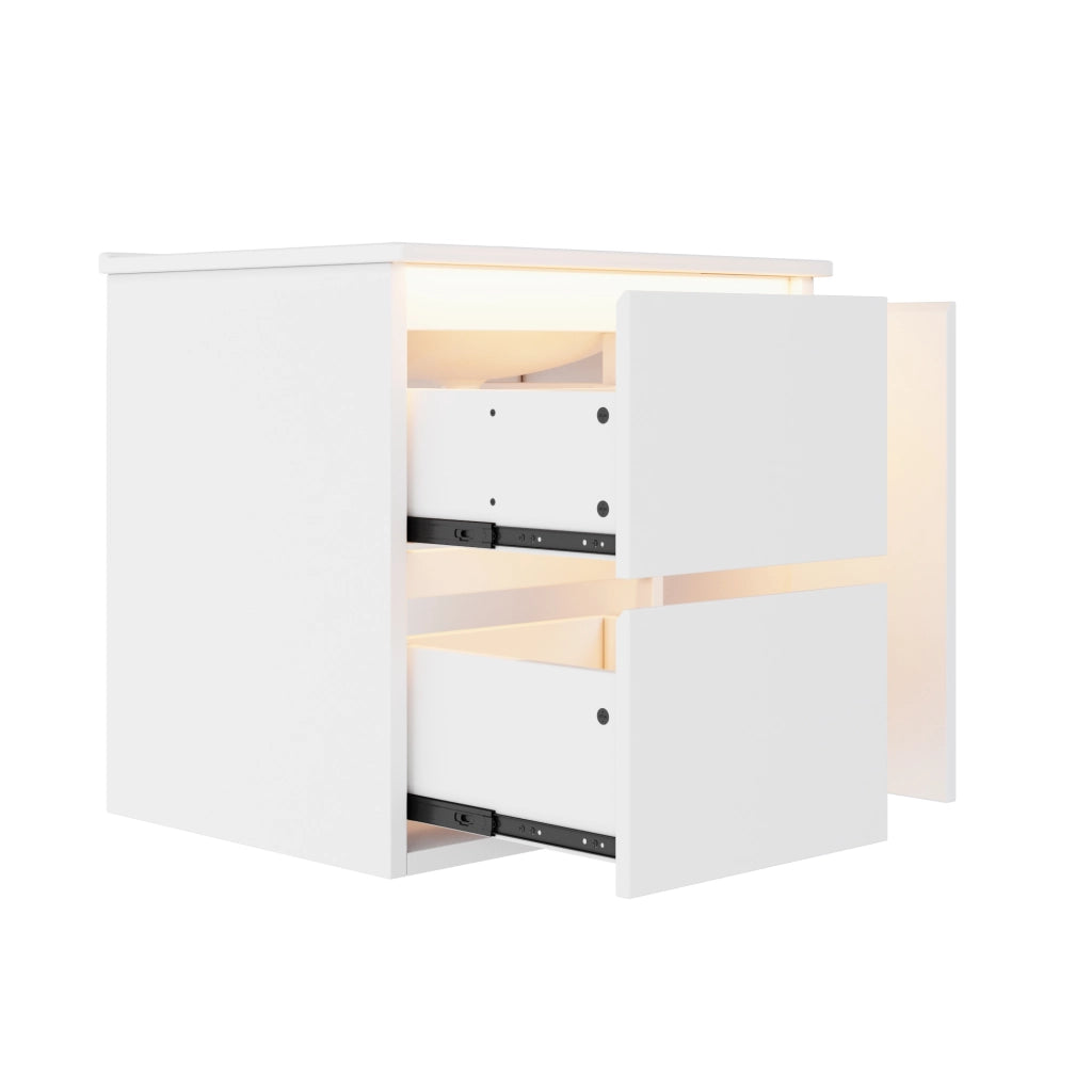 Mobile bagno sospeso bianco da 61 cm con luce LED e lavabo integrato