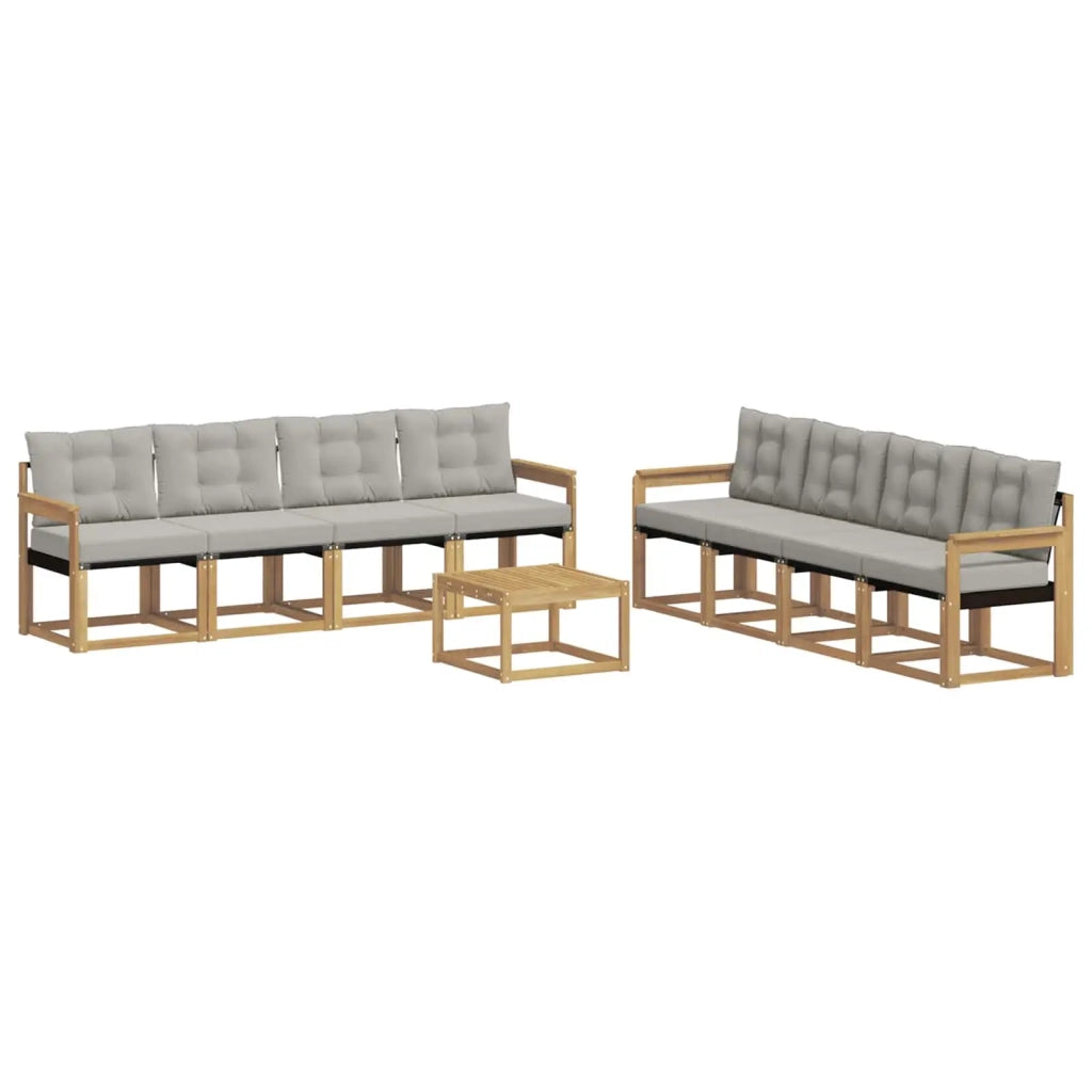 Set di divani da esterno 9 pcs Bianco e Grigio Chiaro 3389325