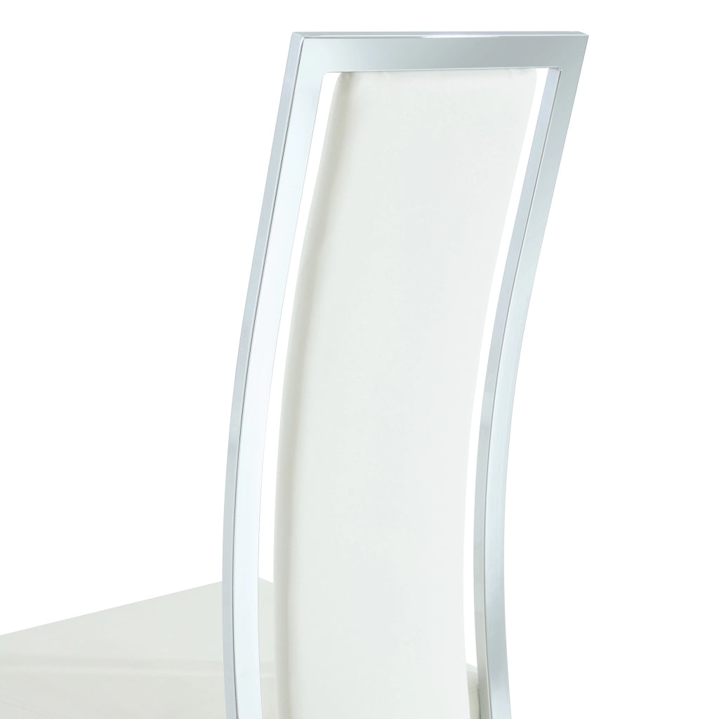 Set tavolo da pranzo e sedie con 1 tavolo rotondo e 4 sedie in vetro temperato; metallo e PU bianco e argento