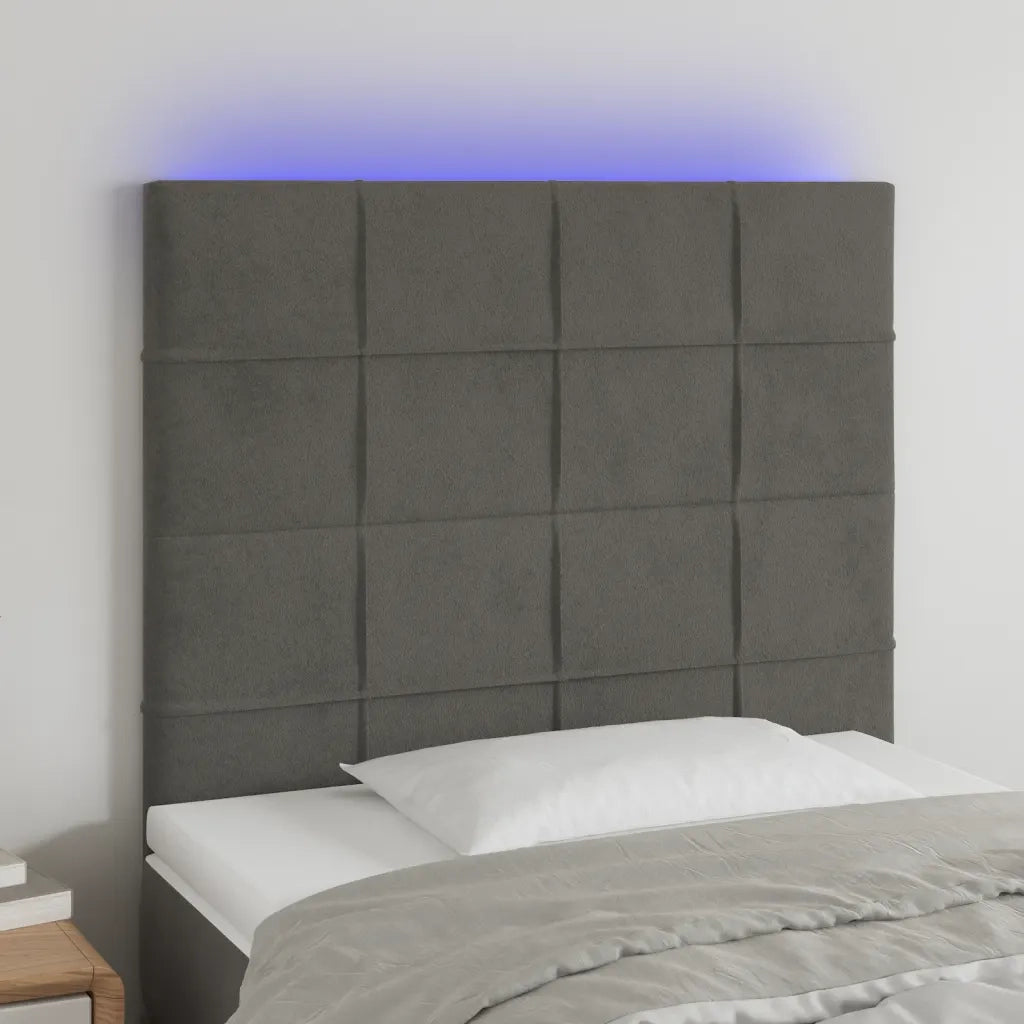 Testiera | Testata a LED GrigioScuro 100x5x118/128cm in Velluto