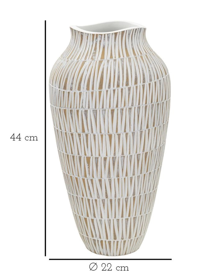 Vaso Resina Stiky Ø22x44 cm in Resina Oro e Bianco