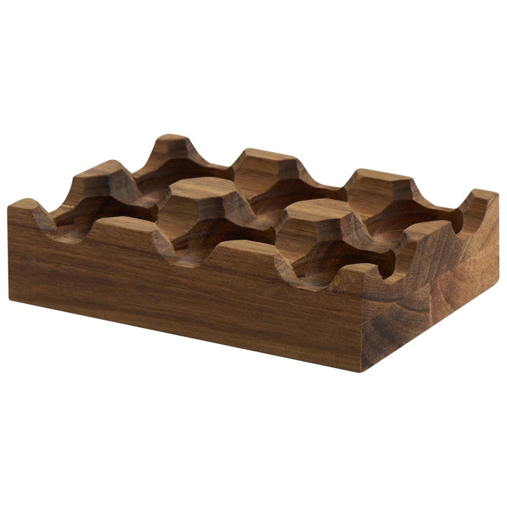 Set di 8 portauova e portacoppette in legno di acacia marrone per servire e conservare le uova, accessori da cucina