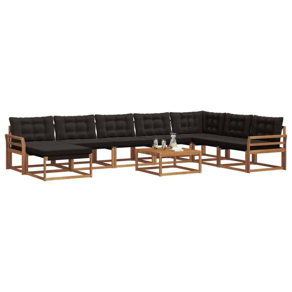 Set di divani da esterno con cuscino 9 pcs Naturale e Nero 3369771