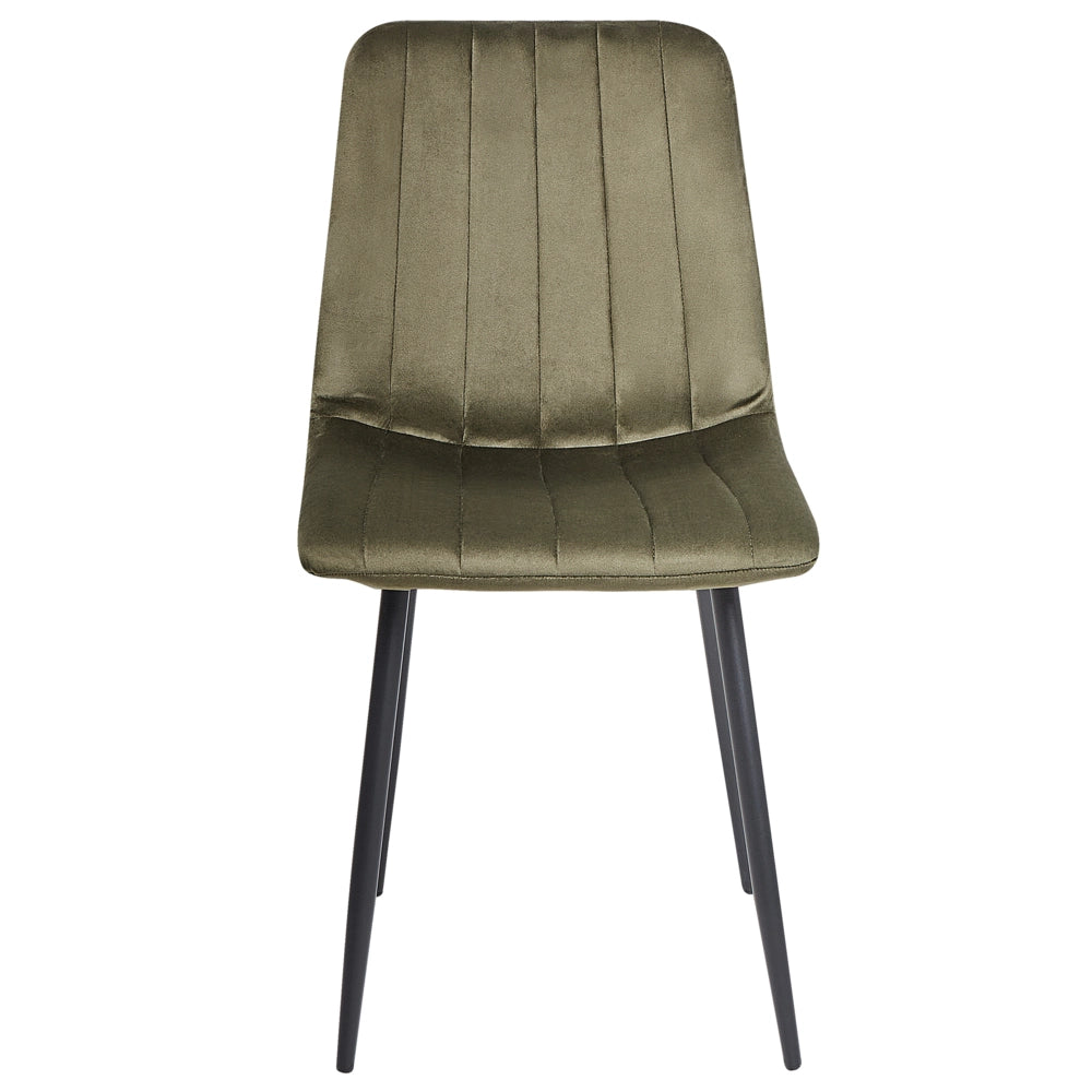 Set di 4 sedie da pranzo in velluto verde oliva Gambe in ferro stile moderno