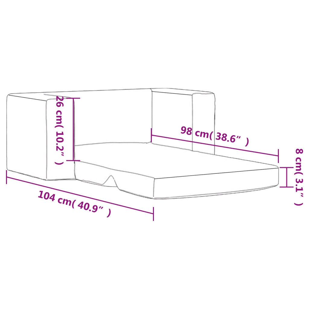 Divano letto | Sof¨¤ letto | Letto singolo Bambini a 2 Posti Grigio Chiaro in Morbido Peluche