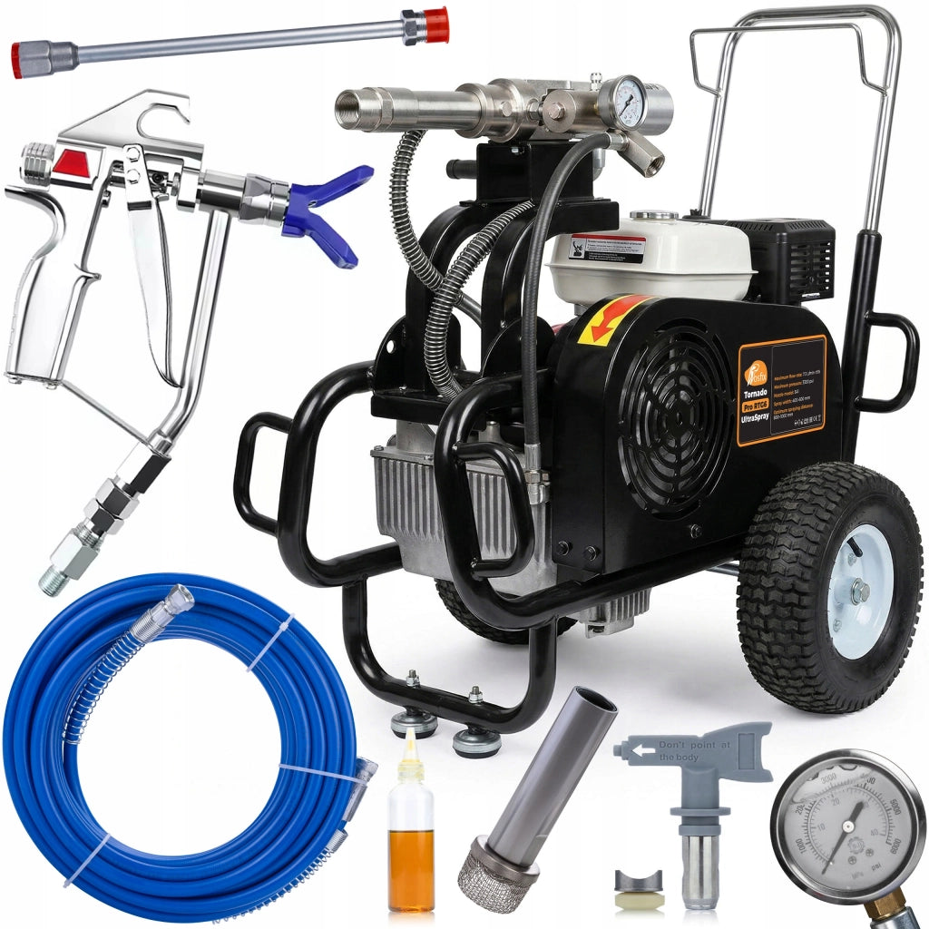 Agitatore di Vernice a Scoppio Tornado Pro RTG6 – 6.6 CV | 7.3 L/min | 3300 PSI | Tubo 15 m 3/8" | Ugello 241