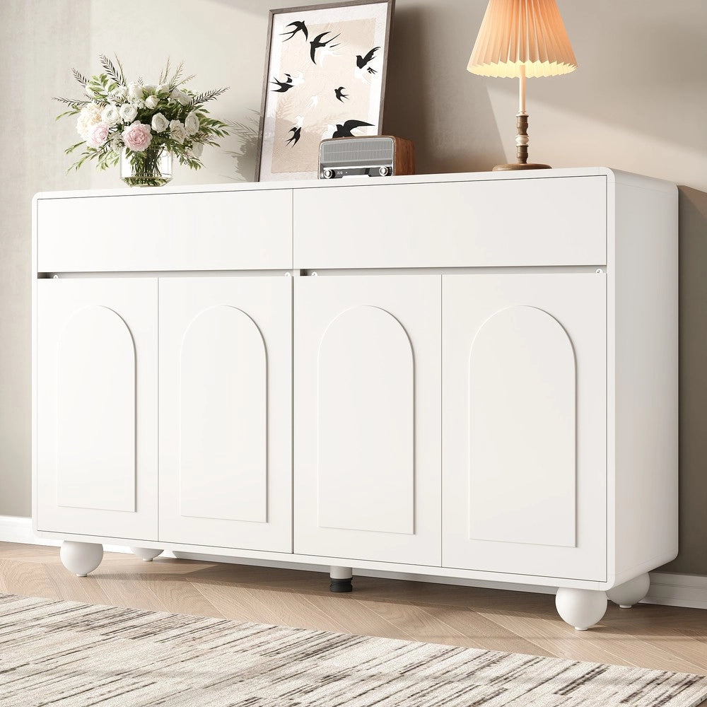 Credenza Soggiorno con Ante Curve ¨C MINIMAL ¨C Truciolato e MDF, Gambe in Metallo