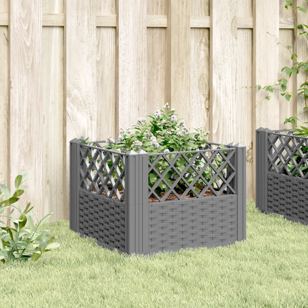 Fioriera | Cassetta per fiori | Vaso Giardino Picchetti Grigio Chiaro 43,5x43,5x43,5 cm PP