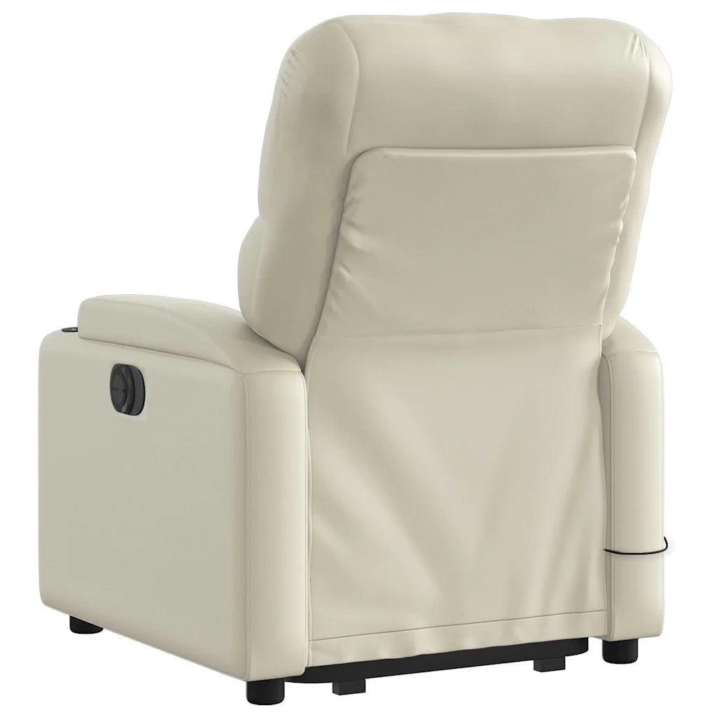Poltrona Alzapersona Reclinabile Massaggio Crema Similpelle 3204780