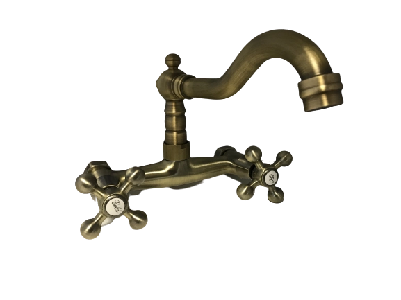 Rubinetto a parete bronzato vecchio ottone vintage completo