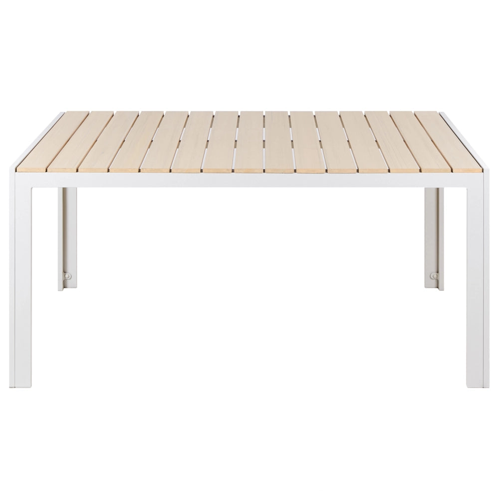Tavolo da giardino in alluminio beige e bianco per 6 persone moderno resistente agli agenti atmosferici
