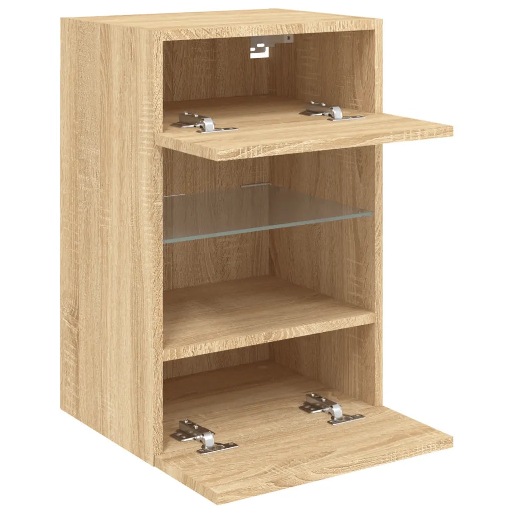 Mobile TV a Parete con Luci LED Rovere Sonoma 40x30x60,5 cm 837082