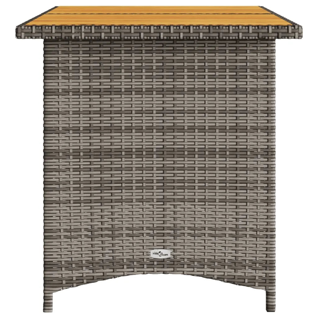 vidaXL Tavolo da Giardino Piano in Legno Grigio 110x68x70cm Polyrattan