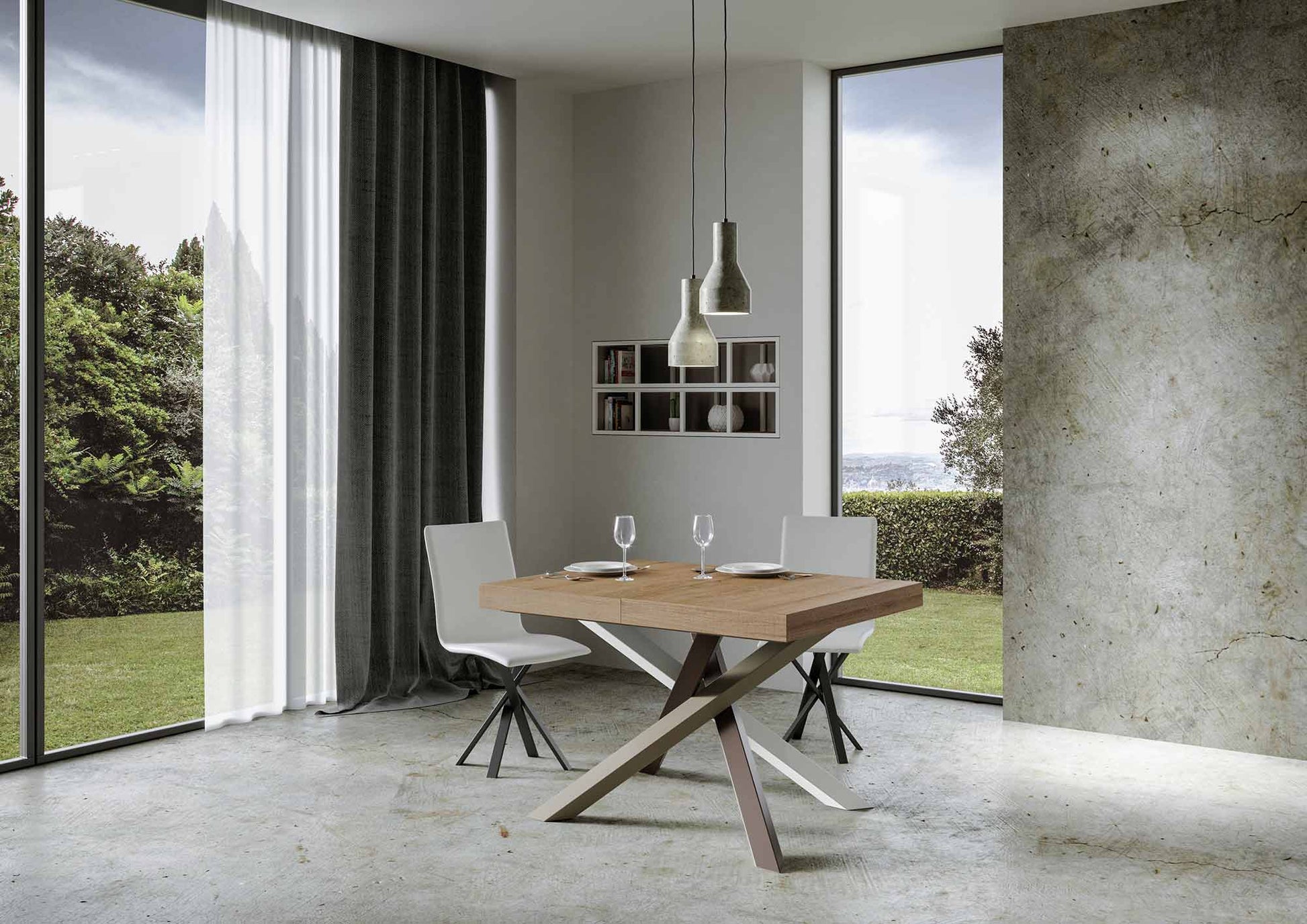 Tavolo Allungabile 120/380x90 cm Volantis Quercia Natura Gambe Multicolore 4/C
