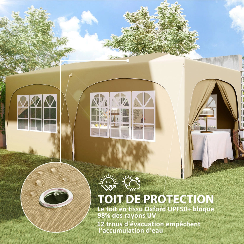 Tonnelle pliante 3x6m ¨C zephmum ¨C Sable, UPF50+, con sacco e sacchetti di sabbia