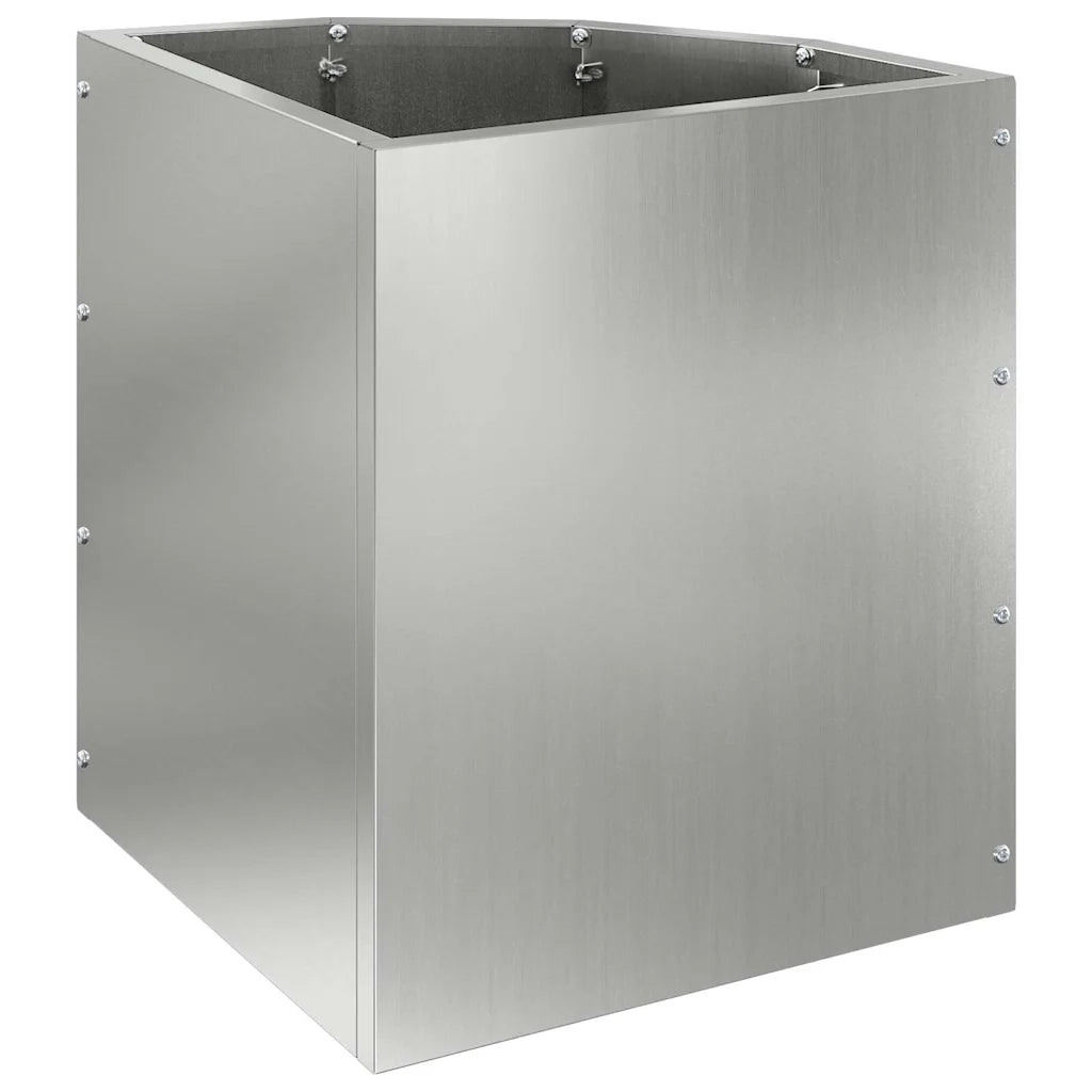 Vaso d'angolo-Fioriera-Contenitore per Piante Argento 30 x 30 x 35 cm Acciaio zincato